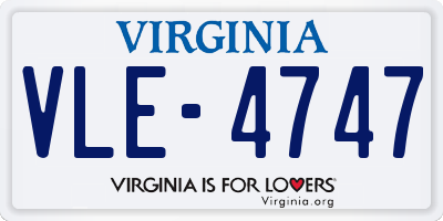 VA license plate VLE4747