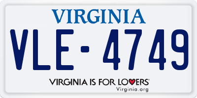 VA license plate VLE4749