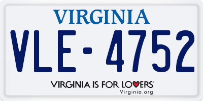 VA license plate VLE4752