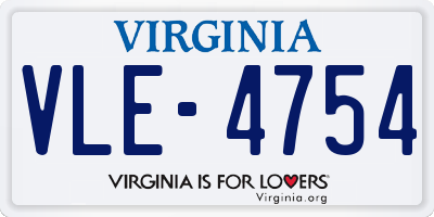 VA license plate VLE4754