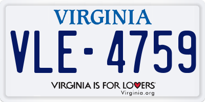 VA license plate VLE4759