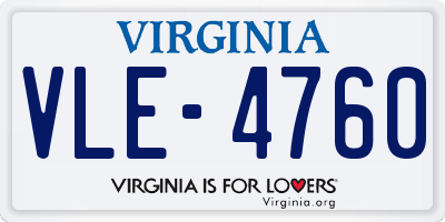 VA license plate VLE4760