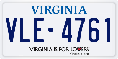 VA license plate VLE4761