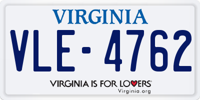 VA license plate VLE4762
