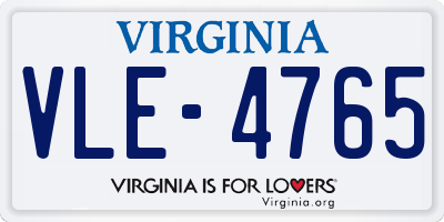 VA license plate VLE4765