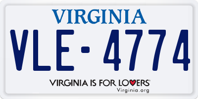 VA license plate VLE4774