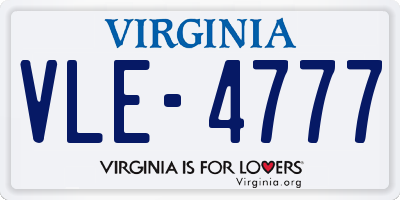 VA license plate VLE4777