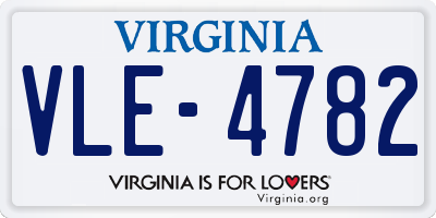 VA license plate VLE4782