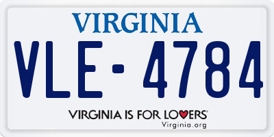 VA license plate VLE4784