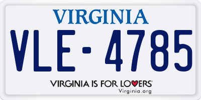 VA license plate VLE4785
