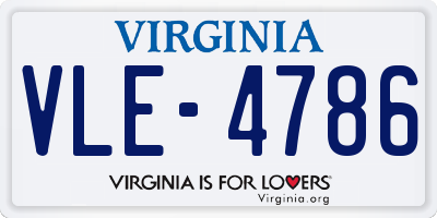 VA license plate VLE4786