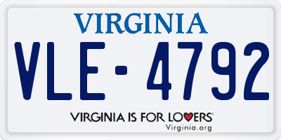 VA license plate VLE4792