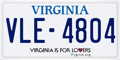 VA license plate VLE4804