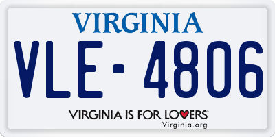 VA license plate VLE4806