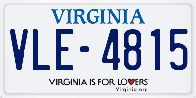 VA license plate VLE4815