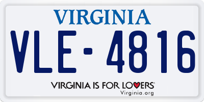 VA license plate VLE4816