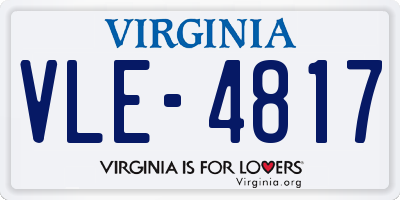 VA license plate VLE4817