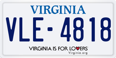 VA license plate VLE4818