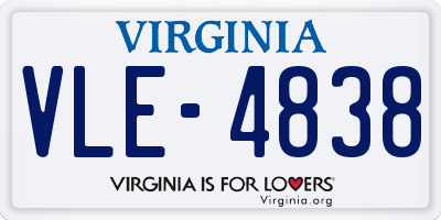 VA license plate VLE4838