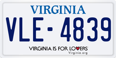 VA license plate VLE4839