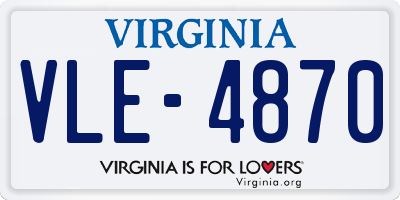 VA license plate VLE4870