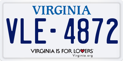 VA license plate VLE4872