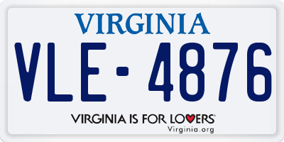 VA license plate VLE4876
