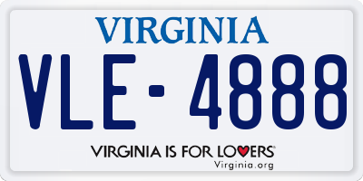 VA license plate VLE4888