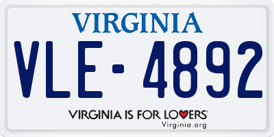 VA license plate VLE4892