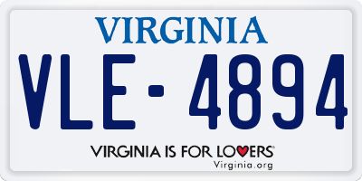 VA license plate VLE4894