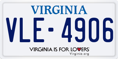 VA license plate VLE4906