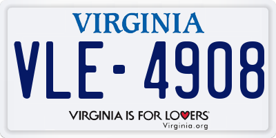 VA license plate VLE4908