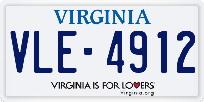 VA license plate VLE4912