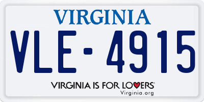 VA license plate VLE4915