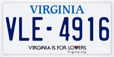 VA license plate VLE4916