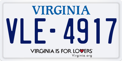 VA license plate VLE4917