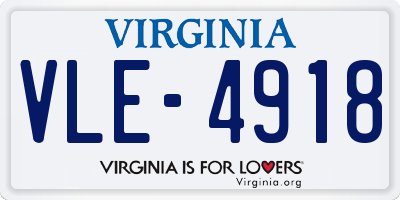 VA license plate VLE4918