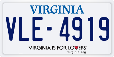 VA license plate VLE4919
