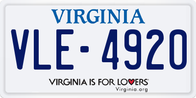 VA license plate VLE4920