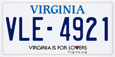 VA license plate VLE4921