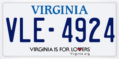 VA license plate VLE4924
