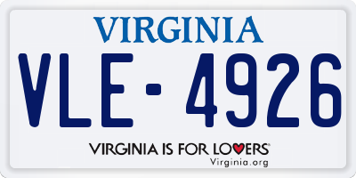 VA license plate VLE4926
