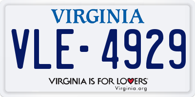 VA license plate VLE4929