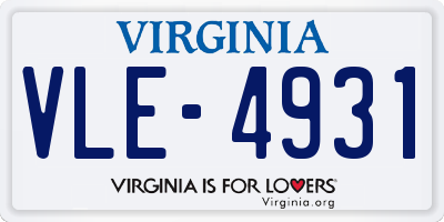 VA license plate VLE4931