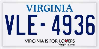 VA license plate VLE4936