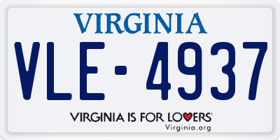 VA license plate VLE4937