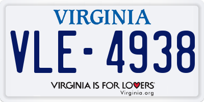 VA license plate VLE4938