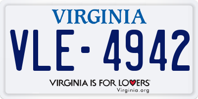 VA license plate VLE4942
