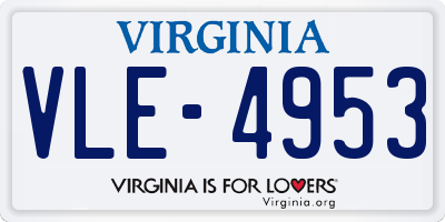 VA license plate VLE4953