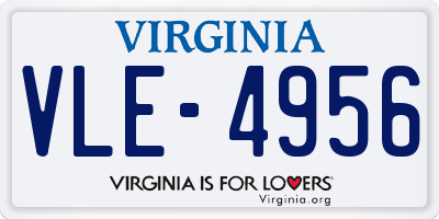 VA license plate VLE4956
